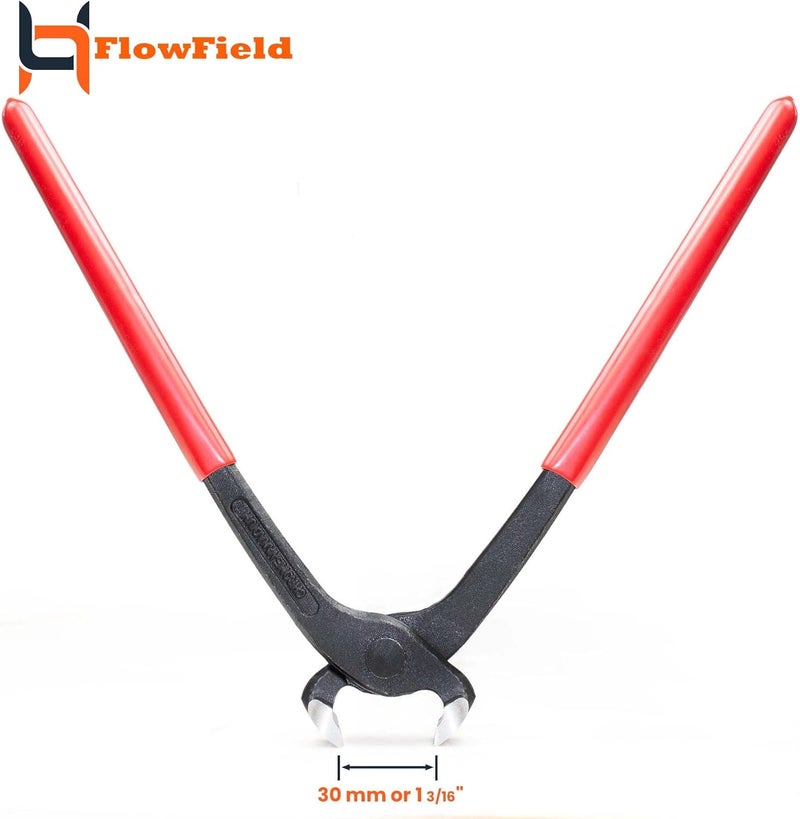 FlowField 10 Inch Ear Clamp, Nail Puller, End Cutting, Carpenter Pincer, PEX-B Clamp Pliers, High Leverage Chrome-Vanadium - Image 5